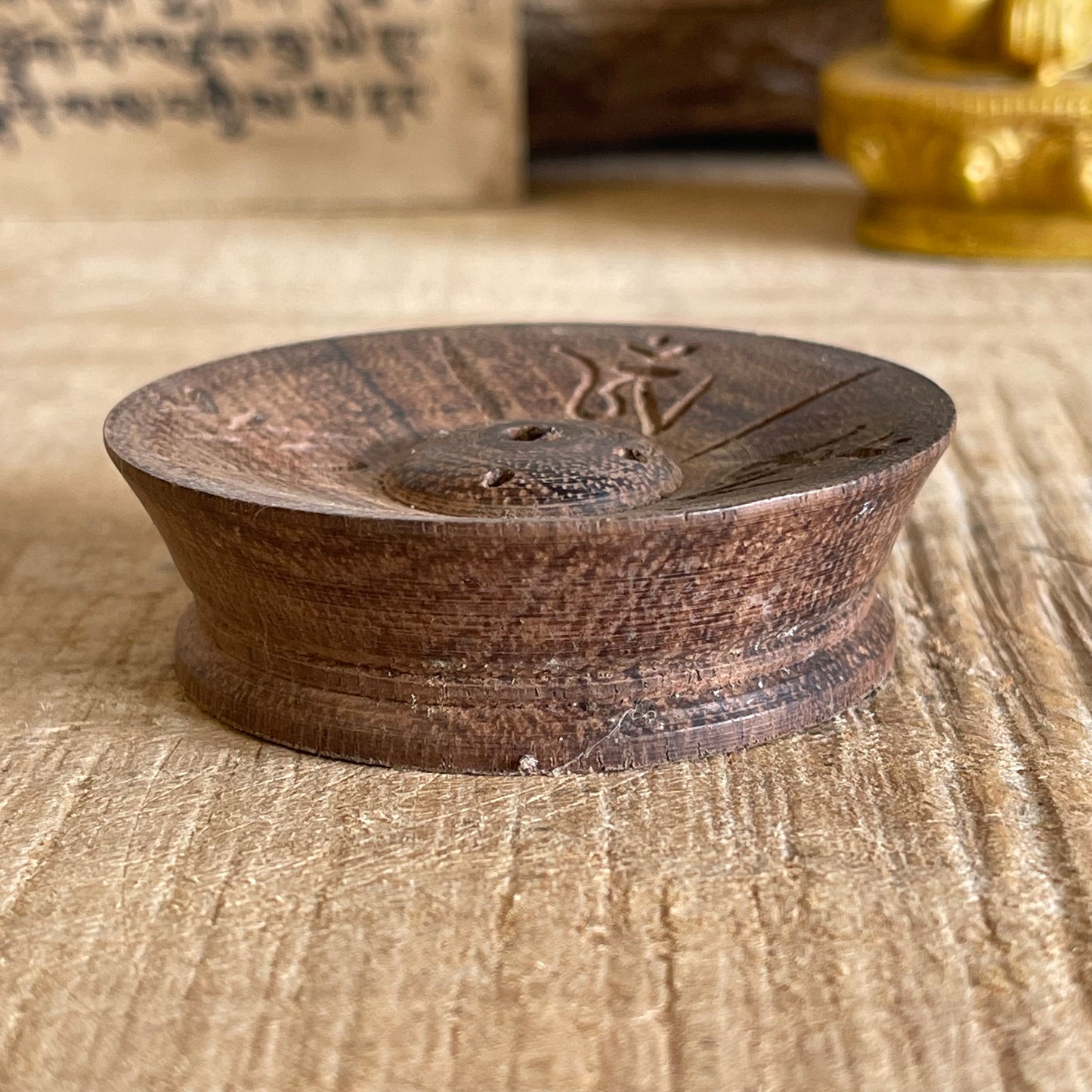 Tibetan Om Wood Incense Holder