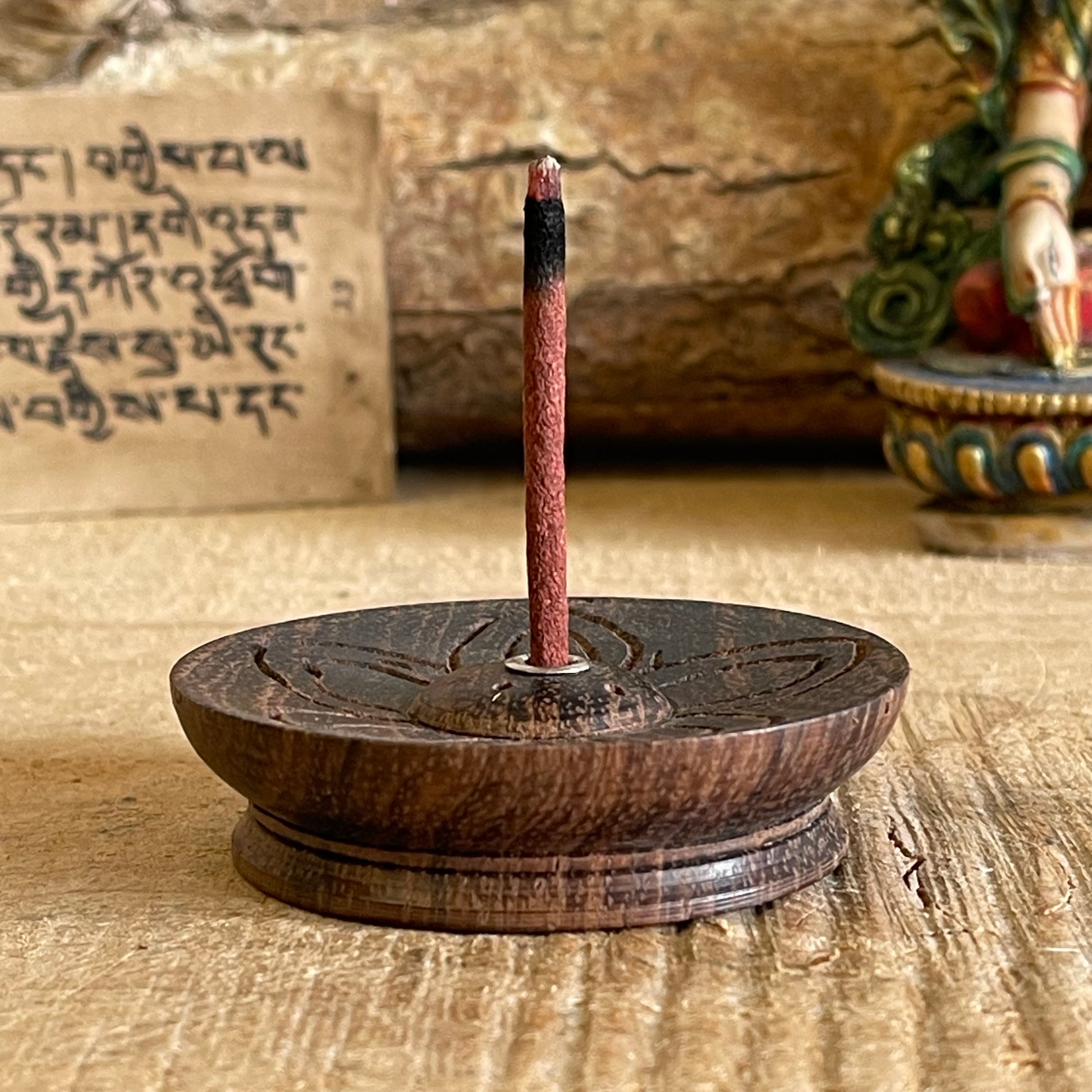 Lotus Flower Dark Wood Incense Holder