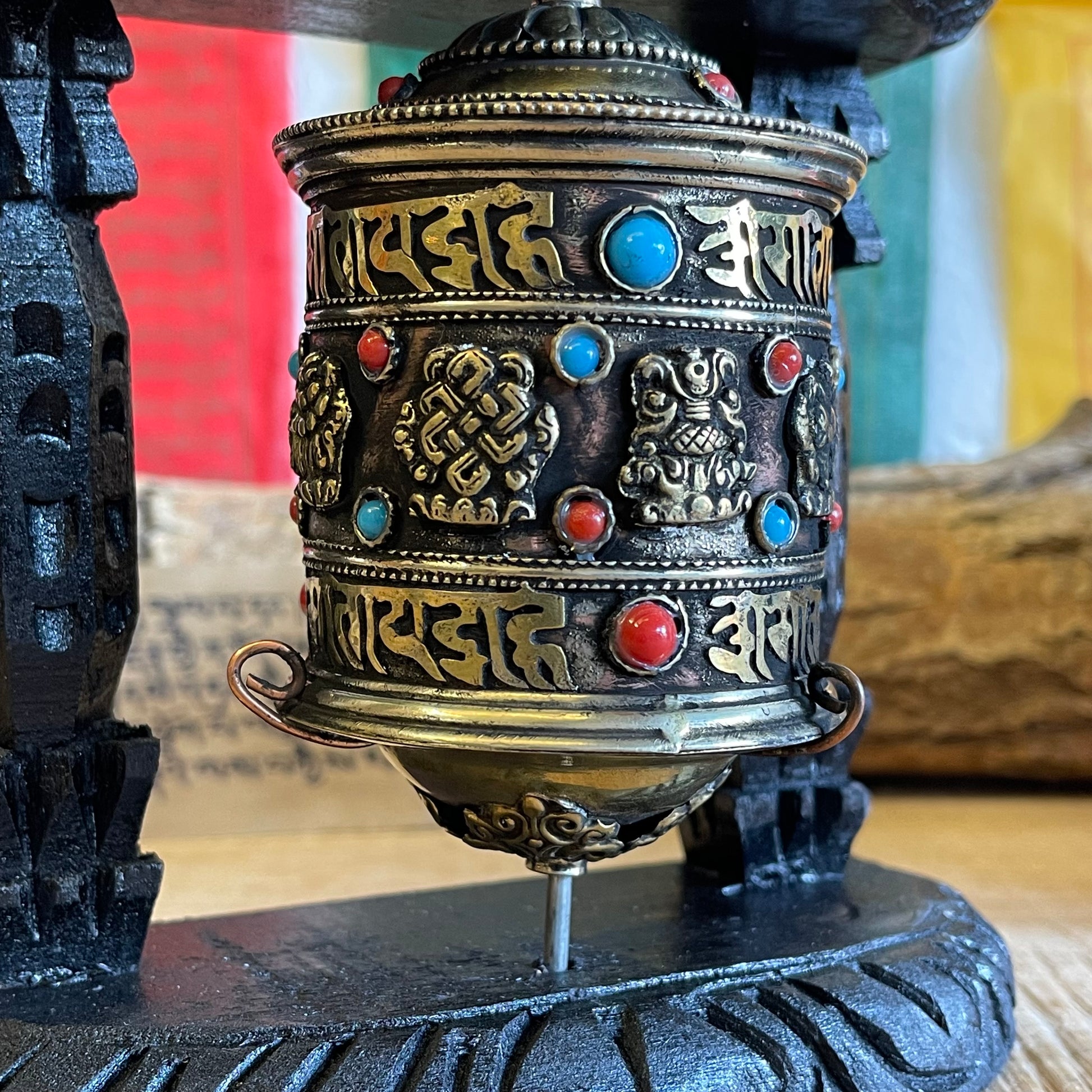 Auspicious symbols Wall Mounted Prayer Wheel