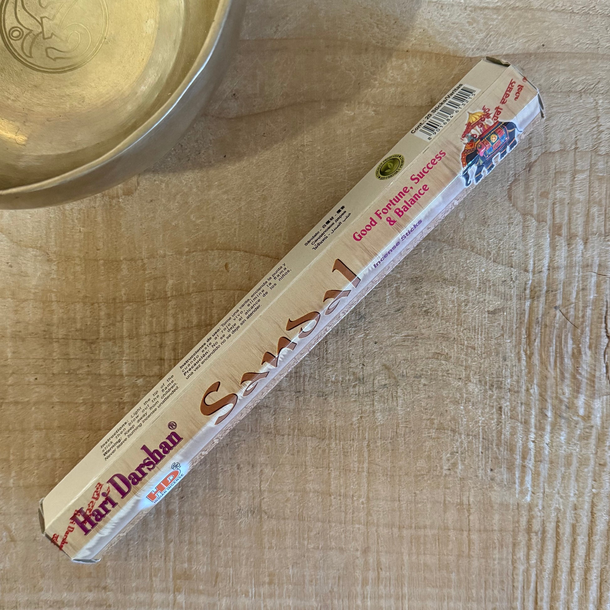 Sandal Hexagon incense sticks with a warm sandalwood aroma. Ideal for meditation, ritual use, and creating a calm, balanced atmosphere.