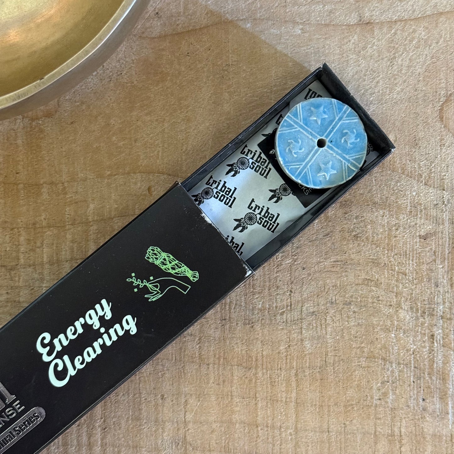 Tribal Soul Energy Clearing Incense for smudging and purification. Includes incense holder, ideal for meditation, ritual cleansing, and energy renewal.