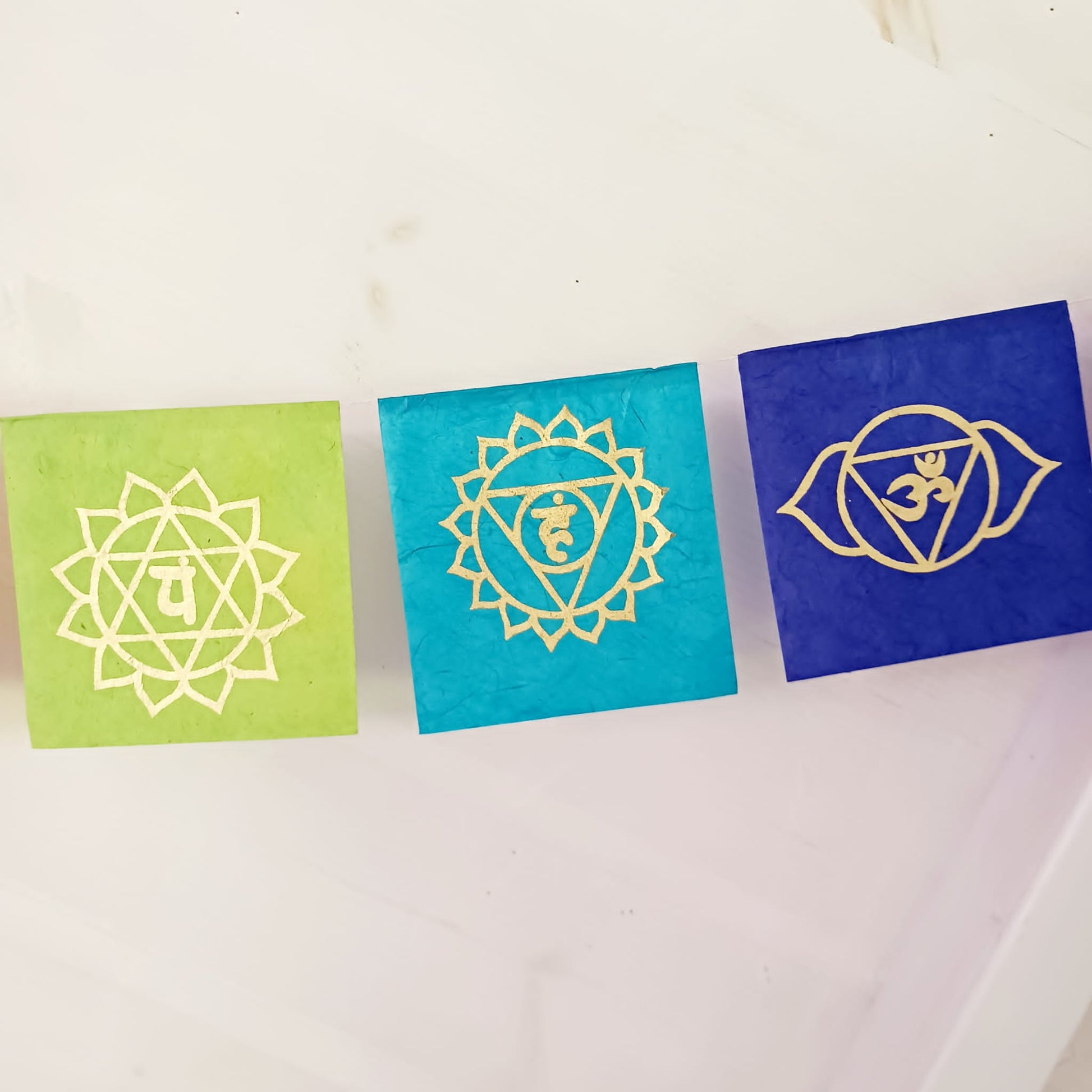 Seven Chakra Energy Lokta Paper Prayer Flags | 21 flags x 10 x 10cm