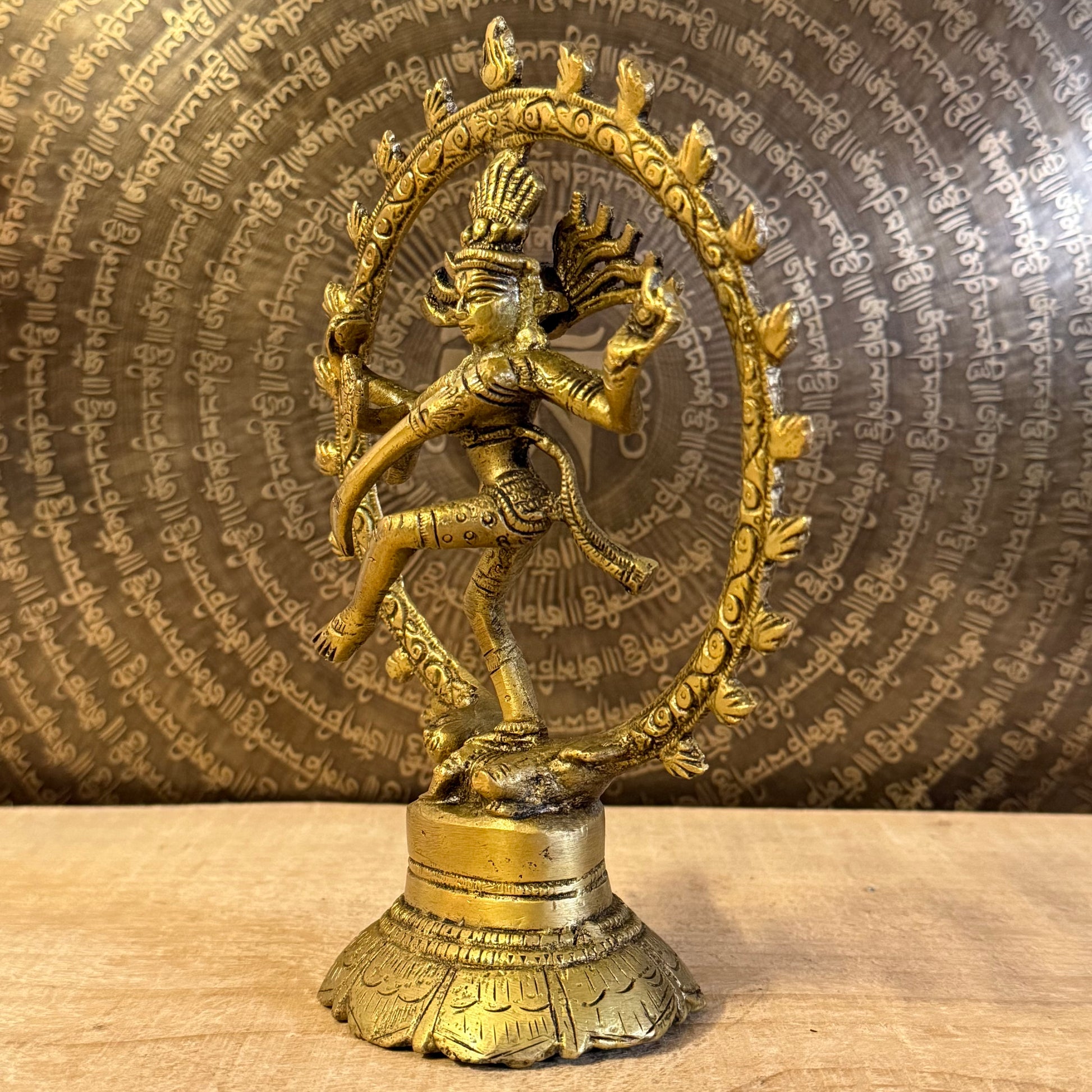 Shiva Nataraj brass statue 16 cm, cosmic dancer of creation, destruction, and renewal.