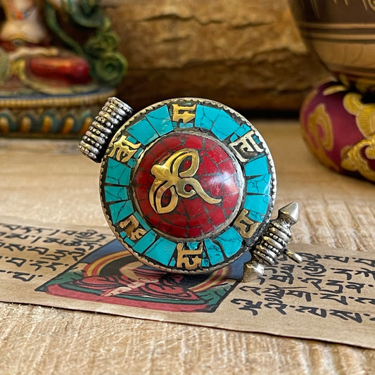 Tibetan Wisdom Eyes Ghau Locket pendant Stone Chip