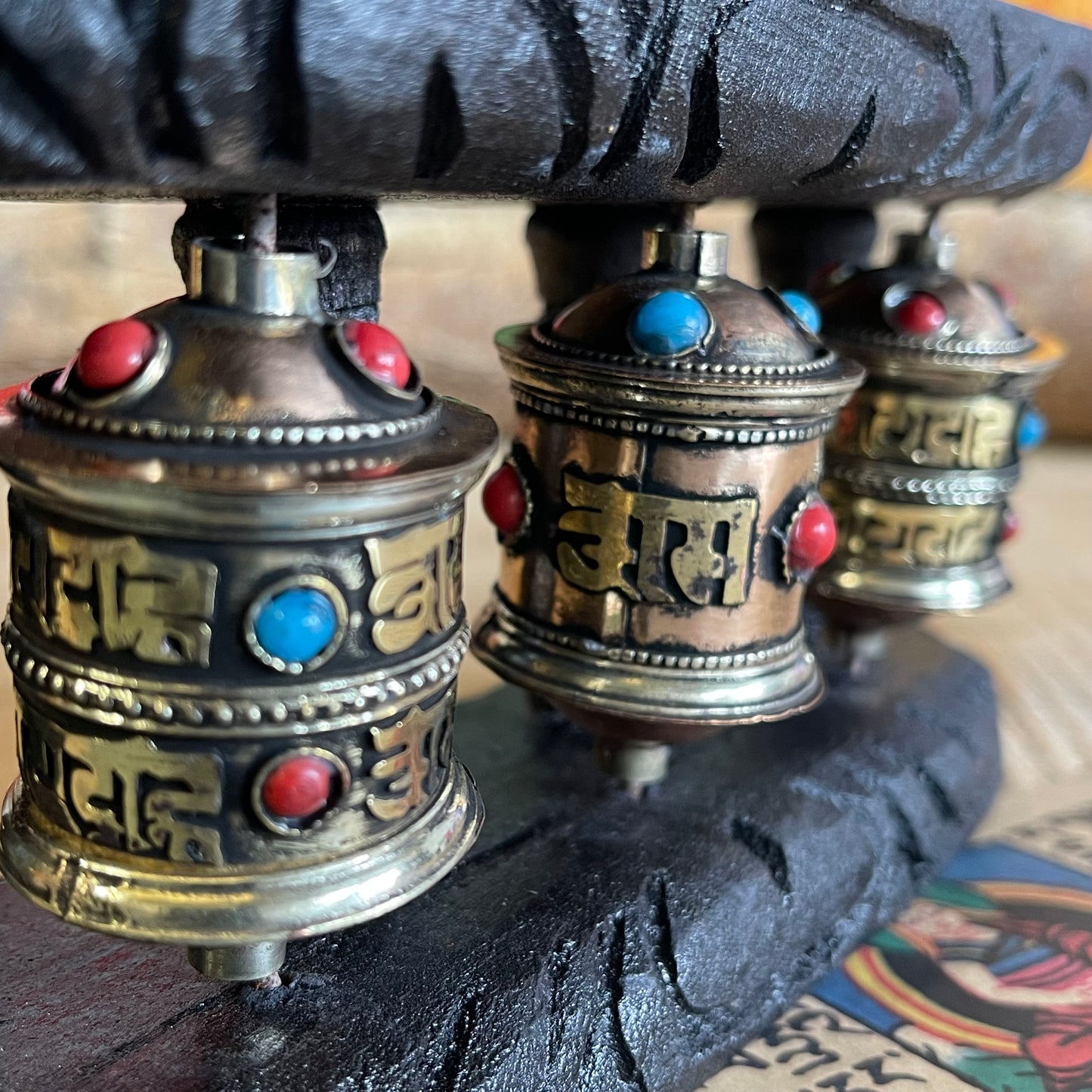 Wall Mounting Copper Prayer Wheel Triple