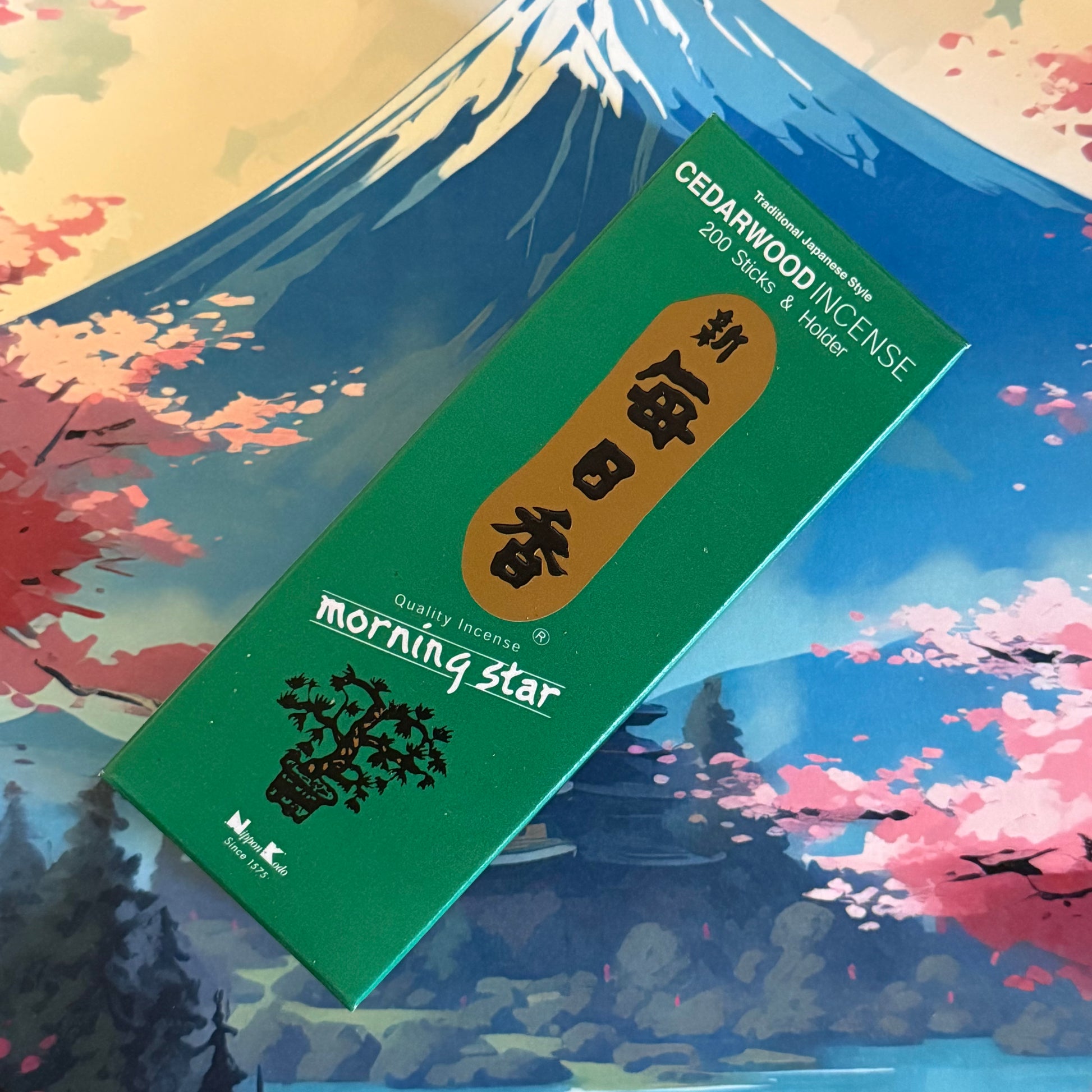 Morning Star Cedarwood Japanese incense. 50 sticks of grounding, calming fragrance for meditation, relaxation, mindfulness, and spiritual practice.