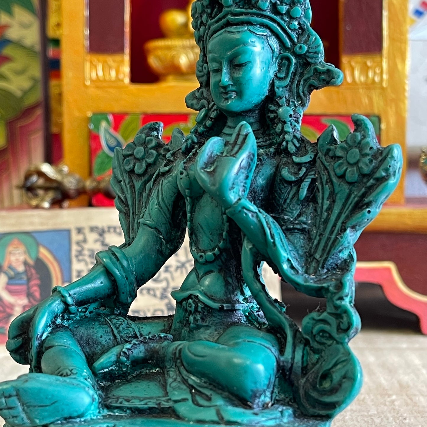 Green Tara Resin Statue 14.5 cm