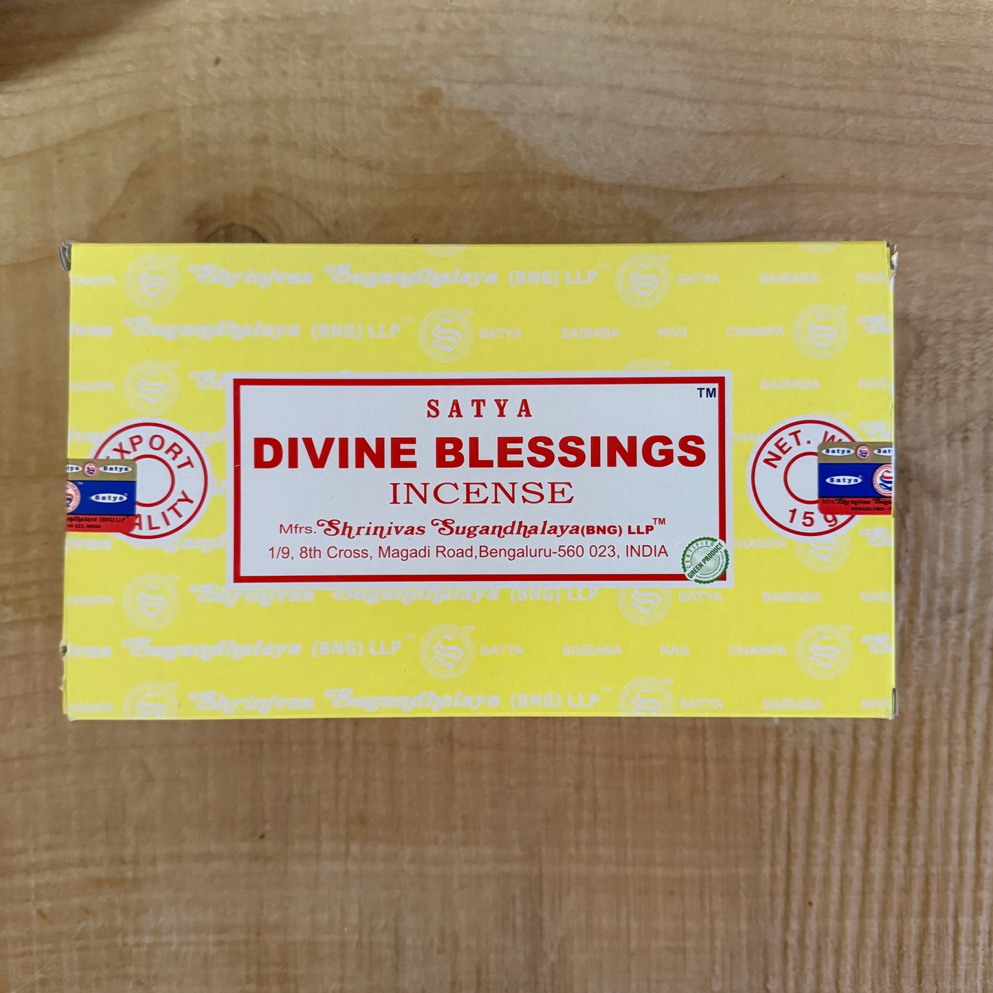 Satya Divine Blessings incense sticks, sandalwood floral blend, hand rolled Indian temple incense