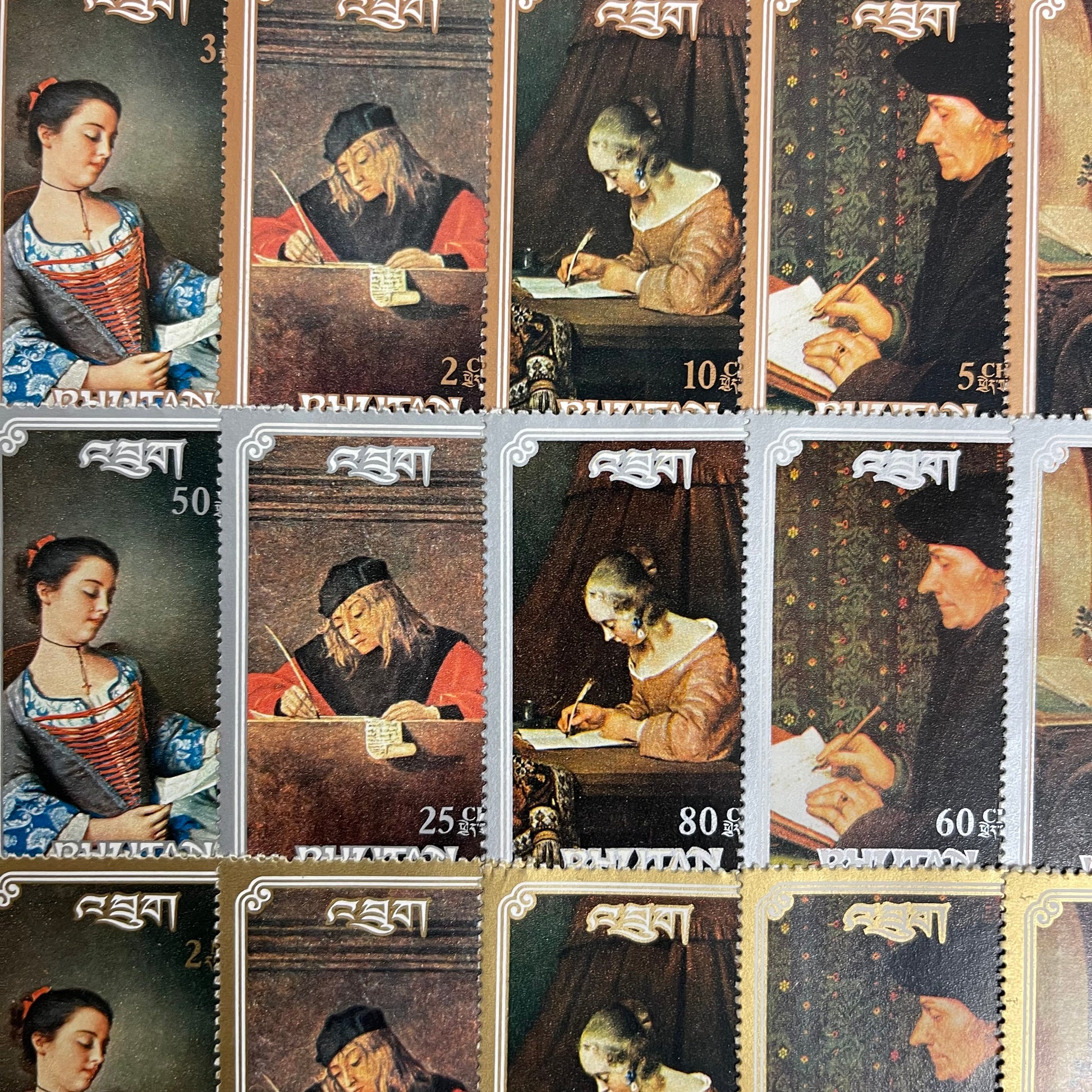 Bhutan Postage Stamps Fragonard Carpaccio Holbein Terborch