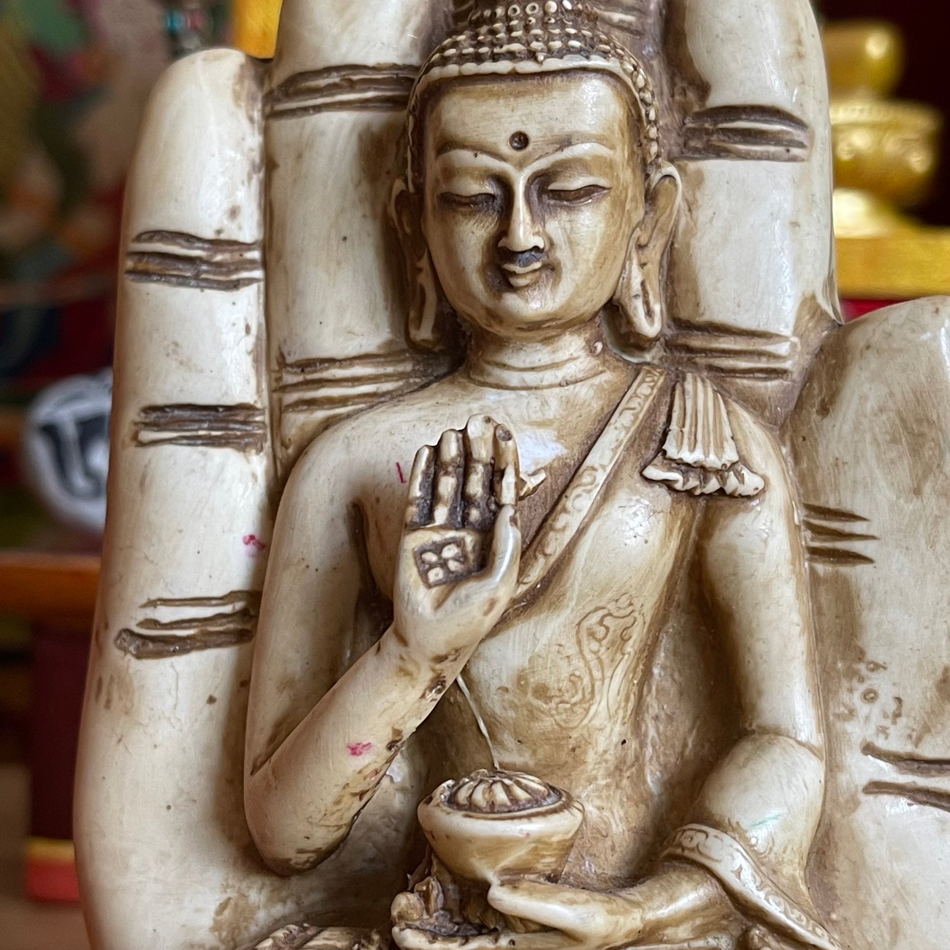Resin Statue of Amogasiddhi Buddha On Buddhas Hand