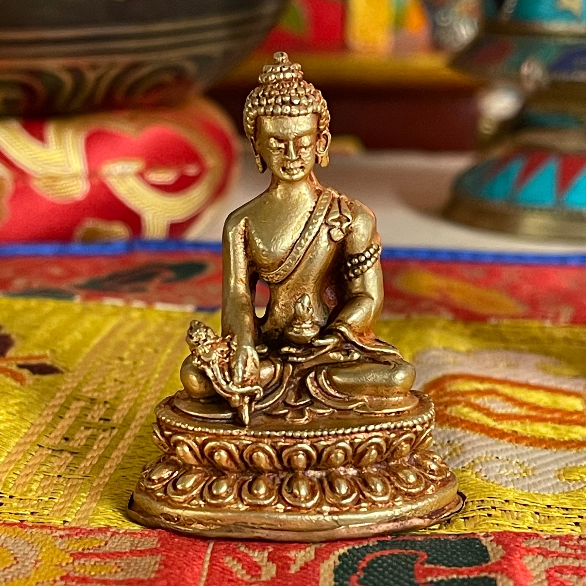Medicine  Buddha  Miniature Gold Plated Statue 5 cm
