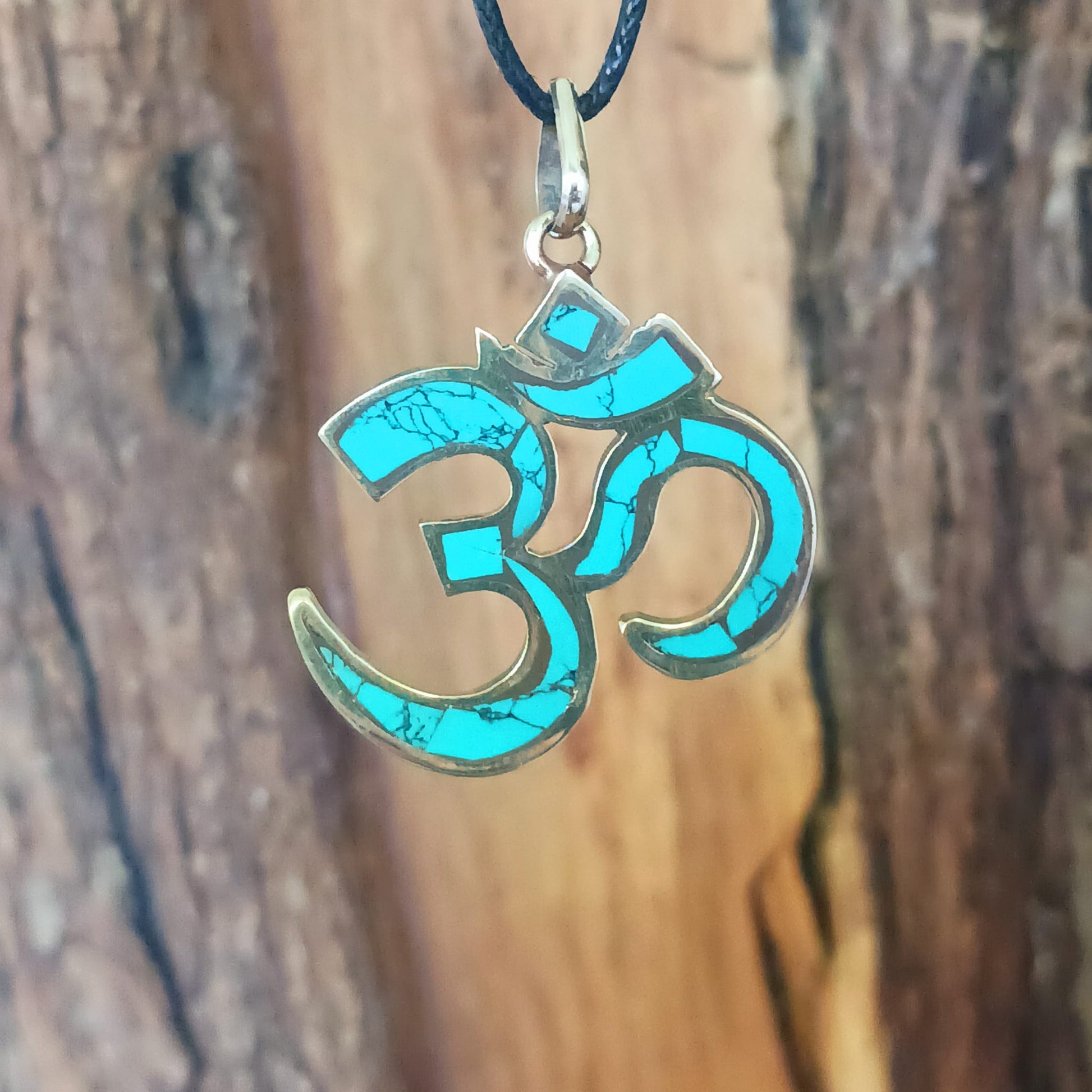 Om Brass and Turquoise Om Pendant 3.5 x 3 cm