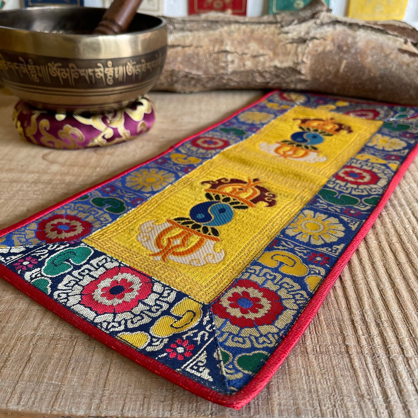 Puja Table Double  Dorje Altar Mat Brocade silk 42cm  X 19cm 