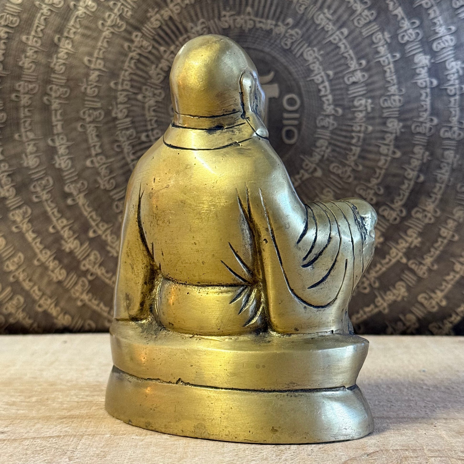 3 cm Laughing Buddha brass statue – Budai symbol of happiness and abundance.