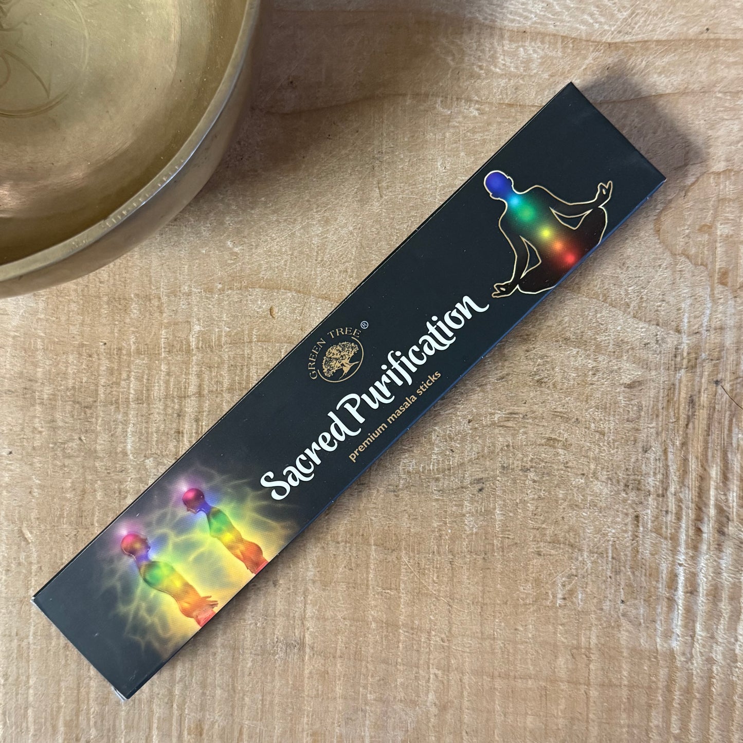 Cleanse with Green Tree Sacred Purification incense. White sage & herbs hand-rolled in India. 12 natural sticks to purify space, spirit & energy flow.