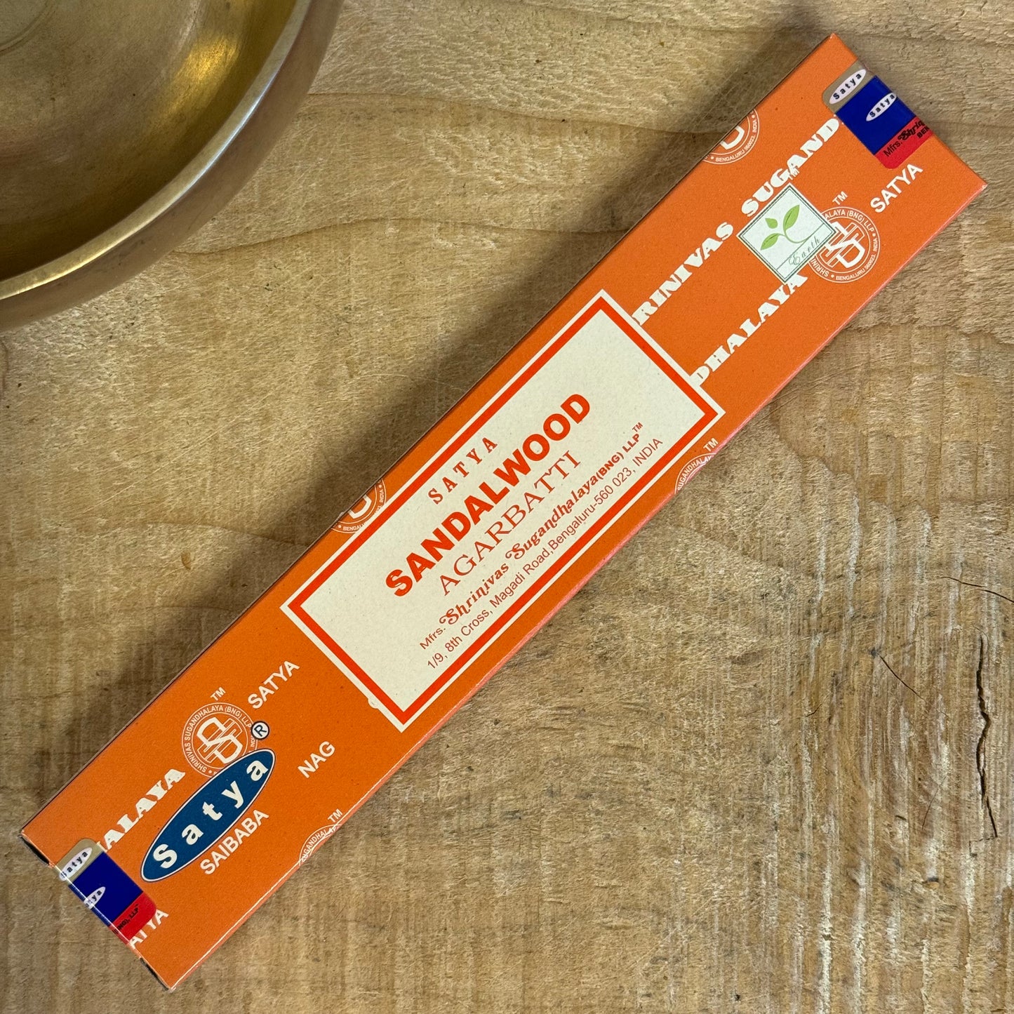 Satya Sandalwood Egyptian Musk incense sticks and 15g pack.