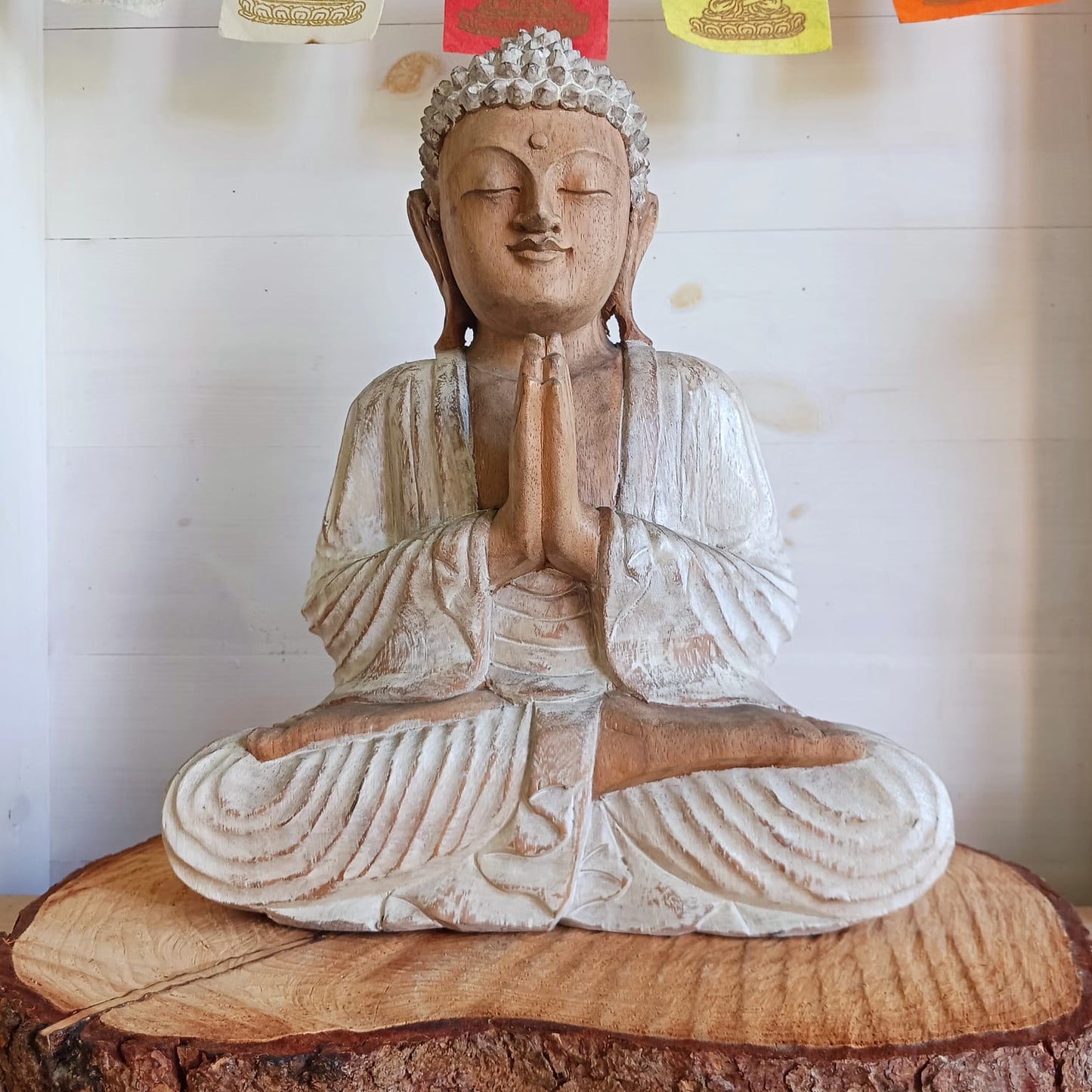 Buddha Statue Whitewash | Mudra of Greeting 30cm