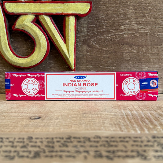 Satya Indian Rose Incense is a fragrant tribute to the timeless beauty of the rose, hand-rolled by the Shrinivas Sugandhalaya family in India as part of the world-renowned Nag Champa Collection. Blended upon a grounding base of sandalwood, the gentle, sweet scent of Indian Rose invites harmony, devotion, and serenity.

Used in Buddhist temples and home altars, this incense is ideal for meditation, prayer, and spiritual reflection. The rose has long been regarded as a sacred flower, symbolising compassion an