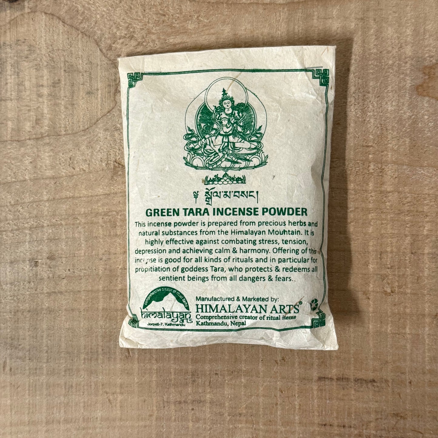 Green Tara Incense Powder is crafted from rare Himalayan herbs and 100% natural ingredients, gathered from the pristine mountain ranges of Nepal. This sacred blend is known for its ability to ease stress, tension, and emotional heaviness, filling your space with a sense of peace, harmony, and spiritual upliftment.