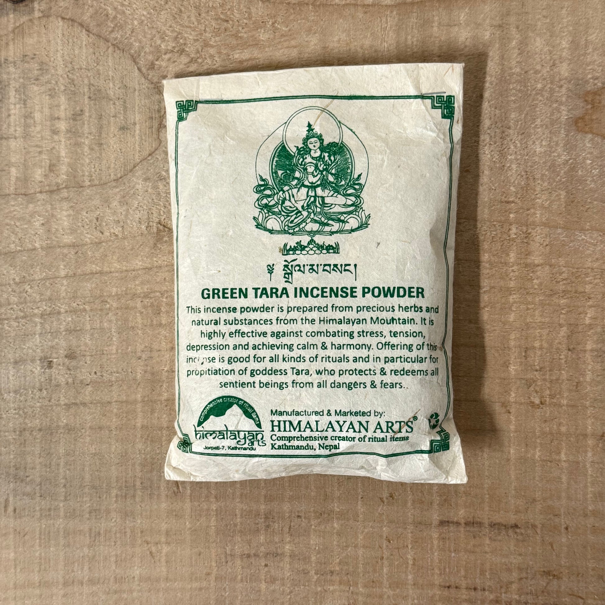 Green Tara Incense Powder is crafted from rare Himalayan herbs and 100% natural ingredients, gathered from the pristine mountain ranges of Nepal. This sacred blend is known for its ability to ease stress, tension, and emotional heaviness, filling your space with a sense of peace, harmony, and spiritual upliftment.