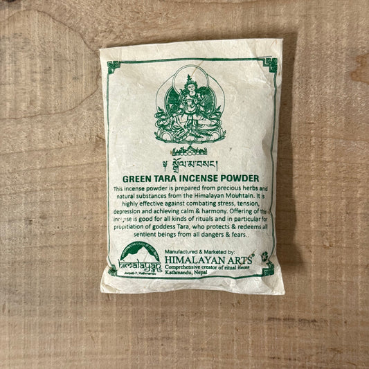 Green Tara Incense Powder is crafted from rare Himalayan herbs and 100% natural ingredients, gathered from the pristine mountain ranges of Nepal. This sacred blend is known for its ability to ease stress, tension, and emotional heaviness, filling your space with a sense of peace, harmony, and spiritual upliftment.