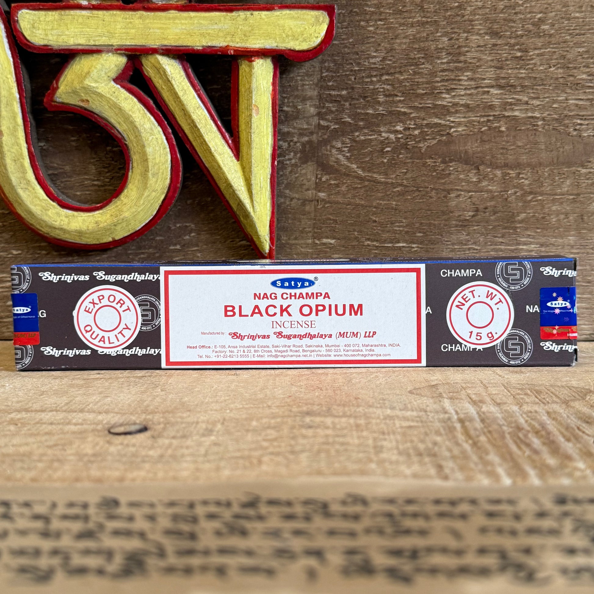 Satya Black Opium Incense is a rich and mysterious fragrance from the world-famous Nag Champa Collection, crafted by the Shrinivas Sugandhalaya family in India. Built upon a grounding base of sandalwood, this incense is infused with the deep, alluring notes of Black Opium—a scent that awakens the senses while calming the spirit.

Cherished in Buddhist temples and spiritual circles, Black Opium incense creates an atmosphere of focus and serenity, making it a perfect companion for meditation, ritual, or quiet