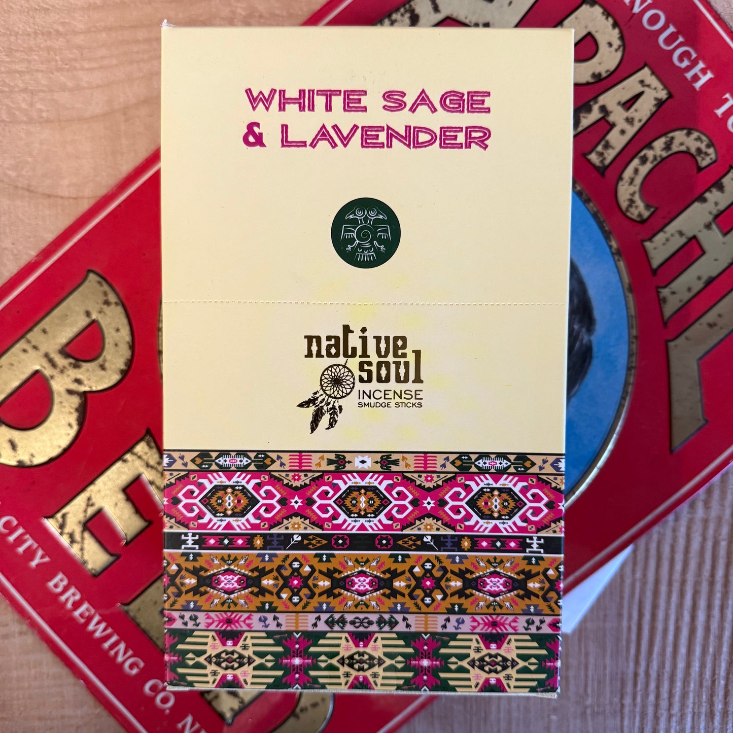 Native Soul White Sage and Lavender incense sticks in decorative ritual box