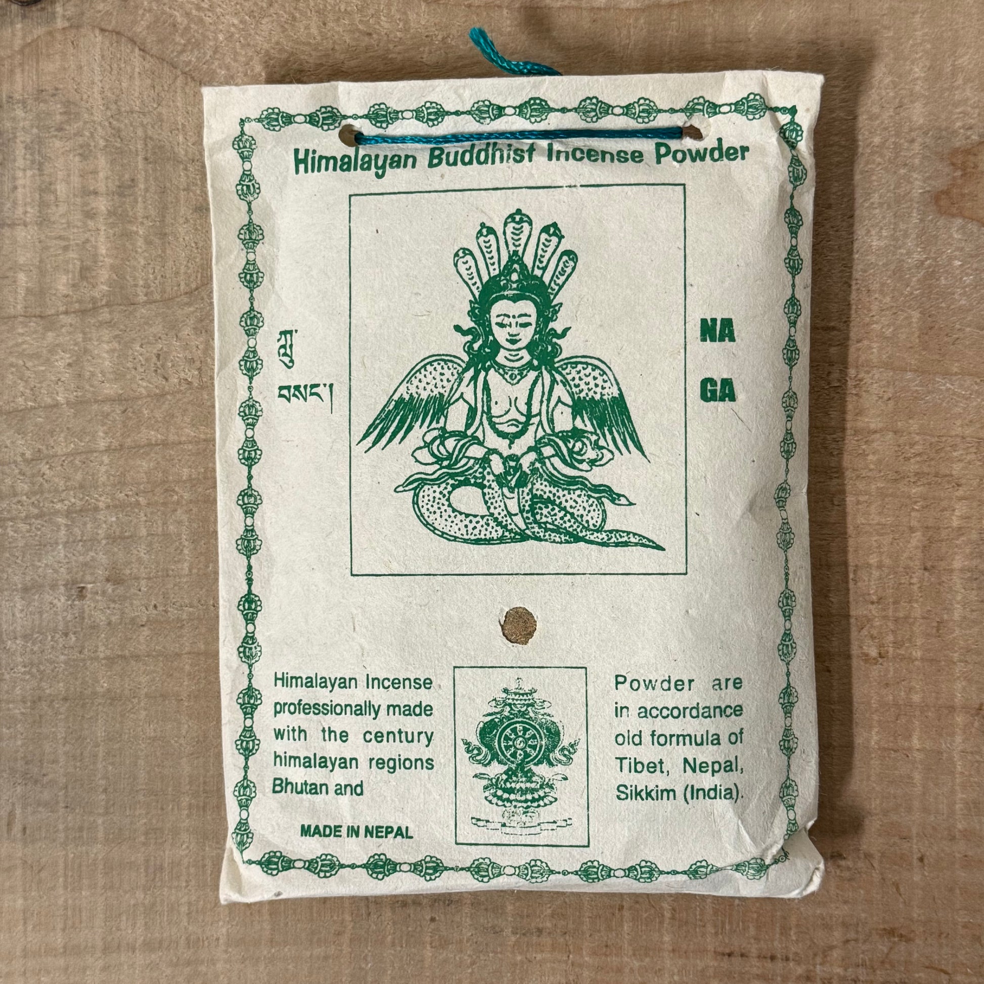 Tibetan Naga Incense Powder 125g in traditional Gangchen packaging