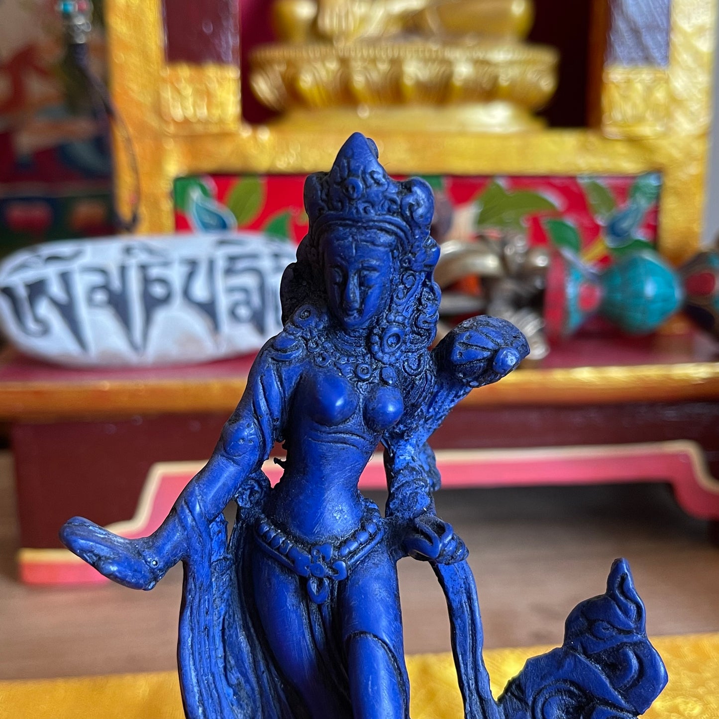 Dancing Tara Statue | Green Tara varada mudra 13 cm (Blue)