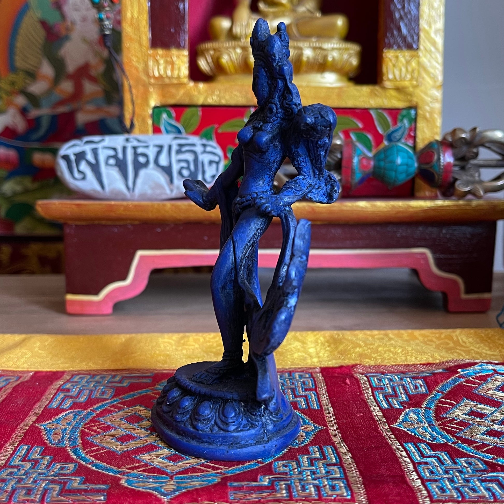Dancing Tara Statue | Green Tara varada mudra 13 cm (Blue)