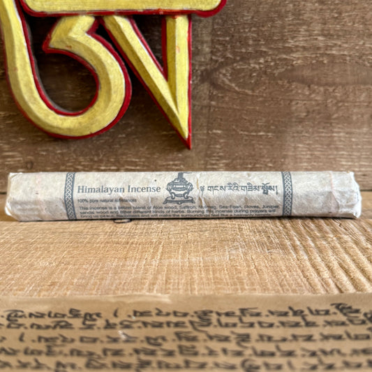Invite serenity with every breath.

This Quality Himalayan Incense is a carefully balanced blend of aloe wood, saffron, nutmeg, sea-foam, cloves, juniper, sandalwood, and other sacred Himalayan herbs. Hand-rolled in Nepal using ancient Tibetan methods, it creates a tranquil and sacred atmosphere ideal for meditation, prayer, and spiritual reflection.

When burned, this incense evokes a sense of peace, contentment, and inner clarity, making it a powerful tool for daily rituals and sacred spaces. Each stick i