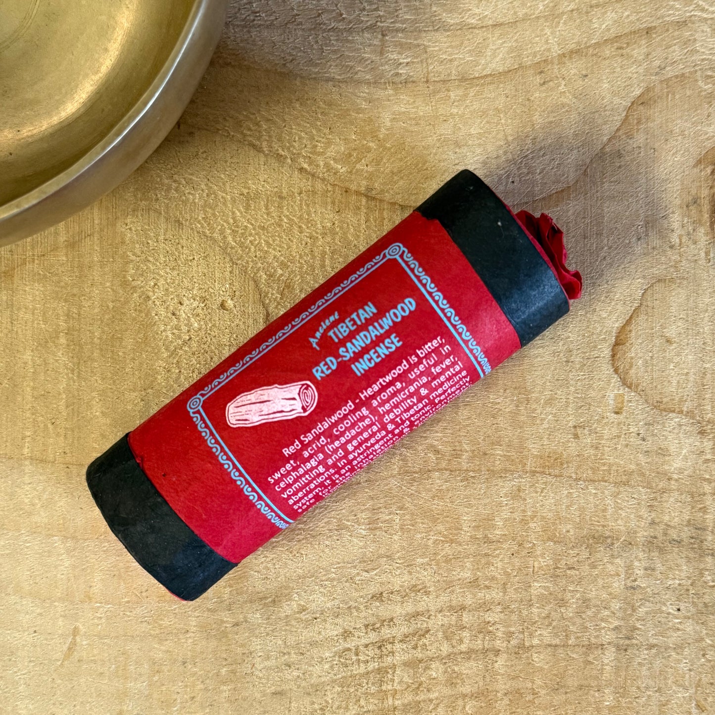 Ancient Tibetan Red Sandalwood Incense sticks with holder, handmade in Nepal.