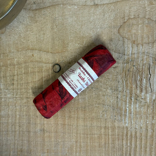 Tashi Delek incense, Tibetan incense, Red Sandalwood incense, Buddhist incense sticks, Himalayan incense, meditation incense, ritual incense, hand-rolled incense, good luck incense