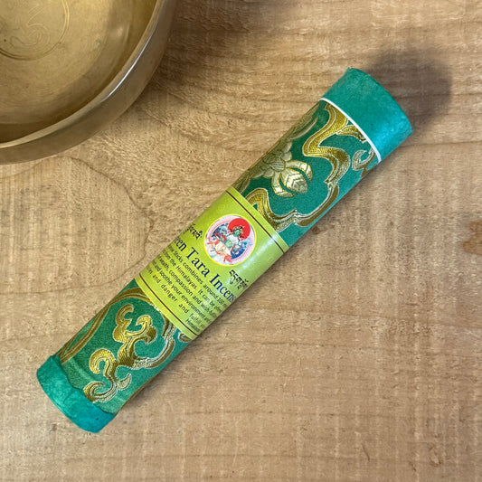 Handcrafted Himalayan Green Tara Tibetan Incense sticks, 19 cm, natural herbal incense for compassion, protection, and meditation