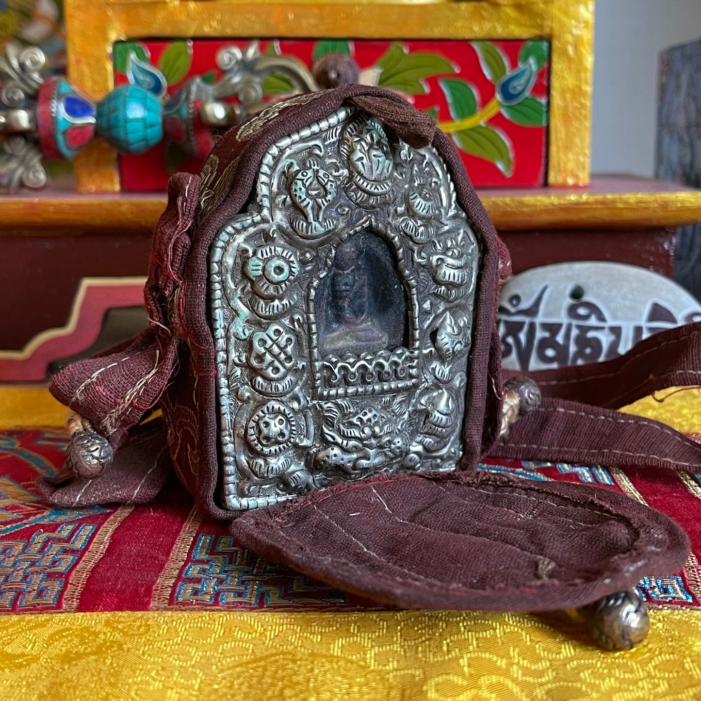 Tibetan Travel Gau portable Prayer Box  shrine (Med)