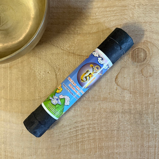 Tibetan OM Mahakala Incense sticks, hand-rolled with holy Himalayan herbs, 30 sticks per pack.