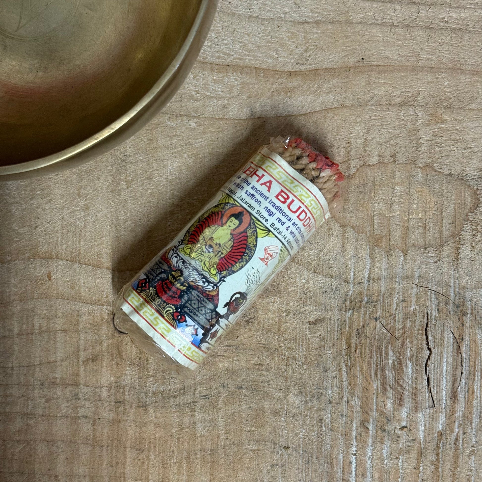 This ritual incense is one of the ancient traditional art of the monastic orders of tibet. It is composed of 25 ingredients of which saffron, nagi red, and white sandalwood from a part.

This Amitabha Buddha Rope Incense is crafted to authentically recreate the scent of Tibetan Buddhist rope incense. Its unique and subtle aroma helps to 