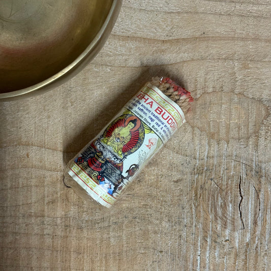 This ritual incense is one of the ancient traditional art of the monastic orders of tibet. It is composed of 25 ingredients of which saffron, nagi red, and white sandalwood from a part.

This Amitabha Buddha Rope Incense is crafted to authentically recreate the scent of Tibetan Buddhist rope incense. Its unique and subtle aroma helps to 