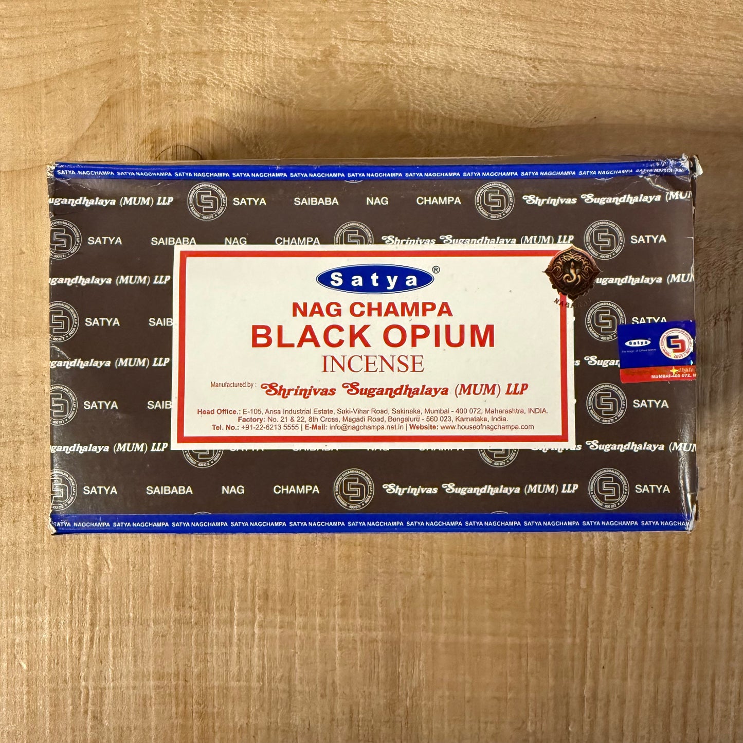 Satya Black Opium Incense – hand-rolled in India. A deep, exotic scent for meditation, ritual, and creating a serene, sacred space.