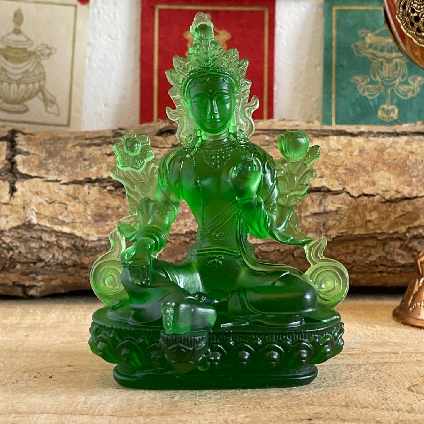 Green Tara transparent Green Glass Statue