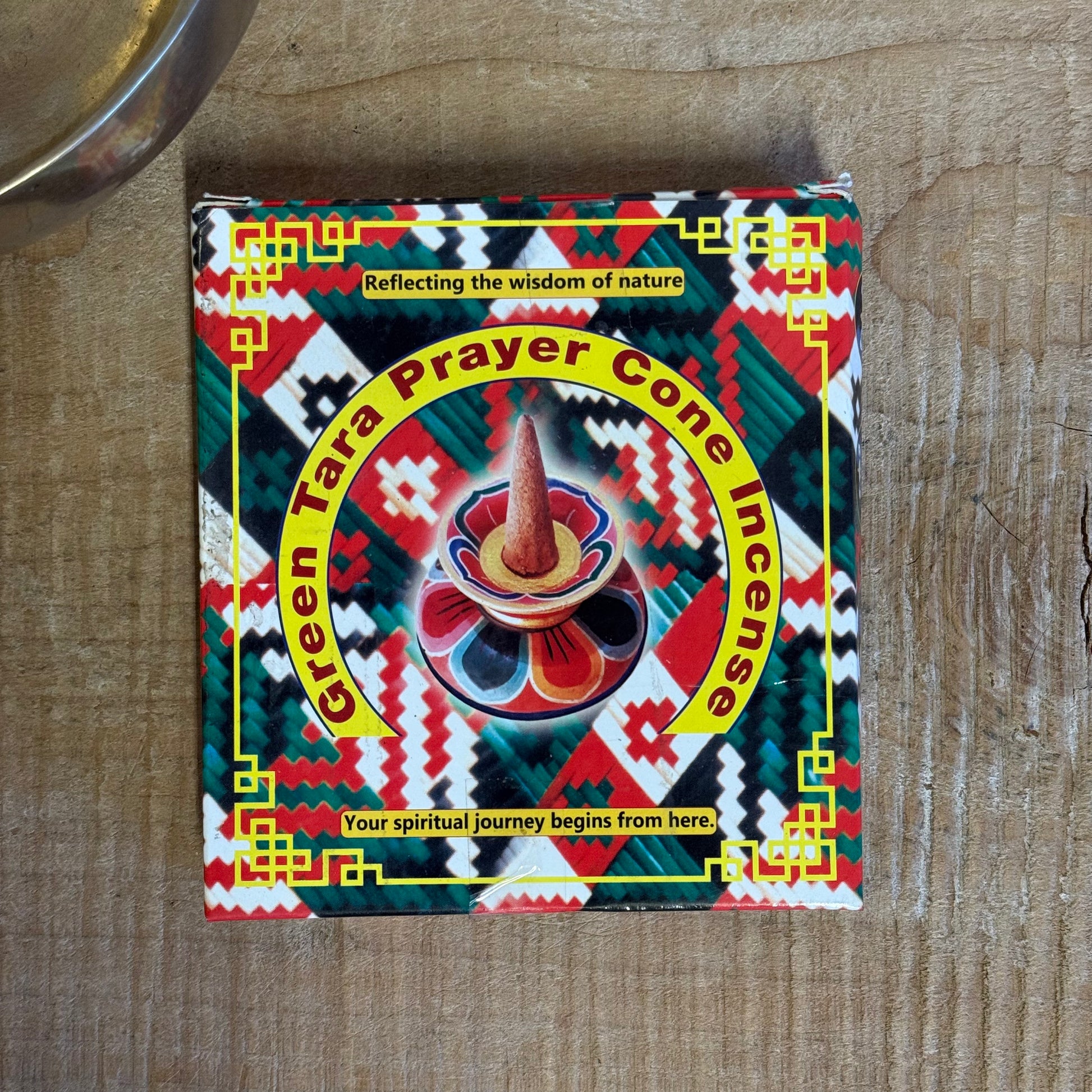 Green Tara incense cones in traditional packaging