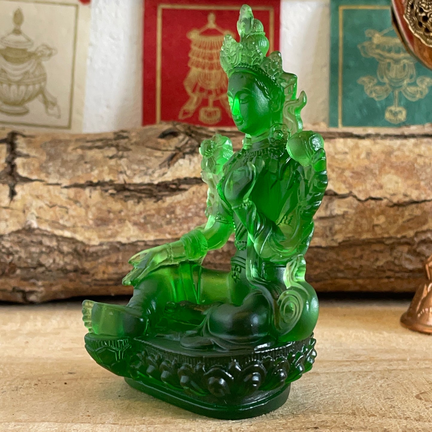 Green Tara transparent Green Glass Statue