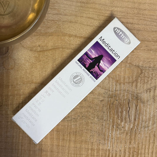 Nitiraj Platinum Meditation natural slow-burning incense sticks.
