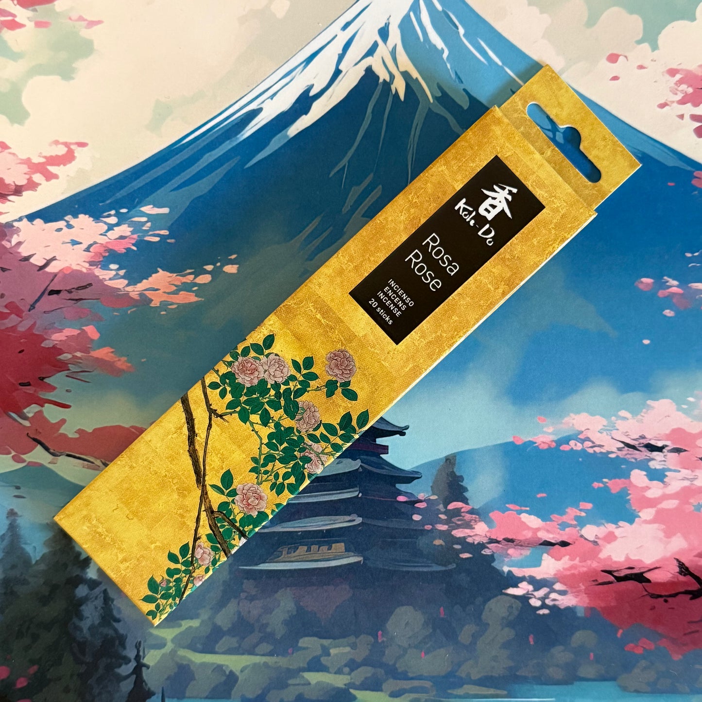 Koh-Do Rose Japanese incense sticks with Bulgarian Damask Rose, floral low-smoke incense