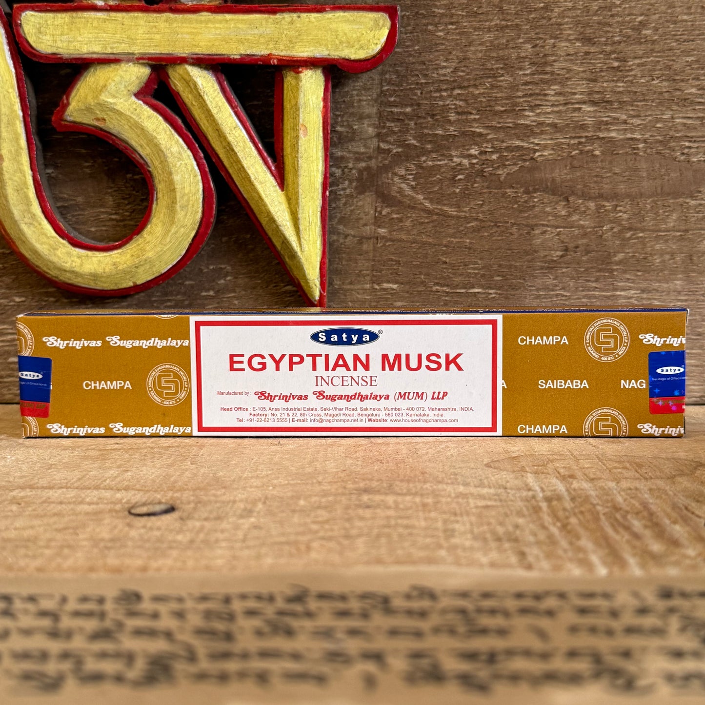Satya Egyptian Musk Incense is a refined creation from the renowned Shrinivas Sugandhalaya family, makers of the world-famous Nag Champa Collection. Built upon a grounding sandalwood base, this incense is enriched with the warm, sensual essence of Egyptian Musk—a fragrance treasured for centuries for its calming, balancing, and uplifting qualities.