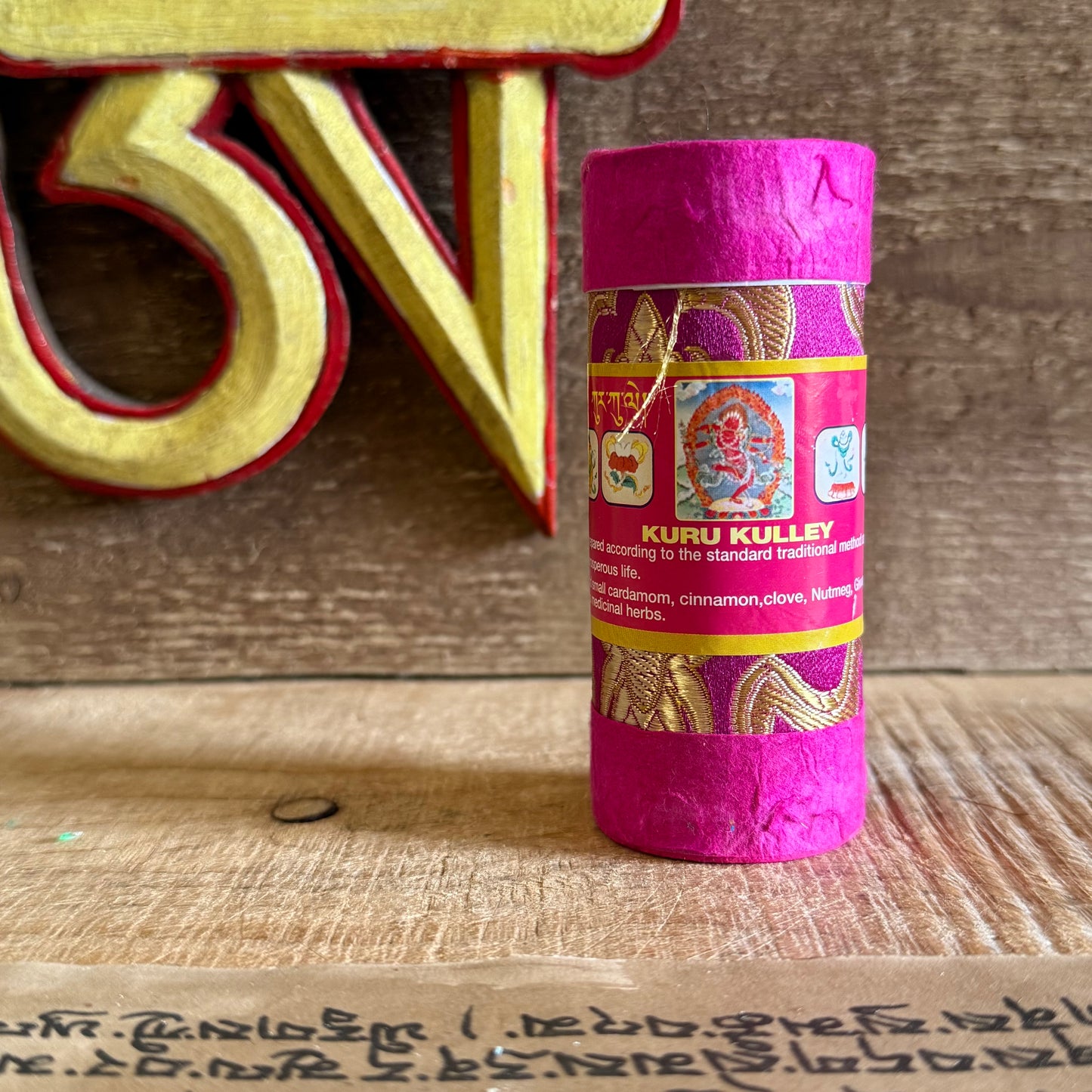 Dear soul on the path, this is the Druk Bhutanese Incense – Kuru Kulley, a sacred blend created in harmony with the ancient scriptures of Bhutan. Following the traditional Buddhist method, this incense has been carefully prepared to support your practice of mindfulness, healing, and devotion.

Kuru Kulley is said to carry the blessings of clarity, calm, and purification. Hand-rolled with reverence by skilled artisans in Nepal, each stick embodies the wisdom of the mountains and the compassion of the Dharma.
