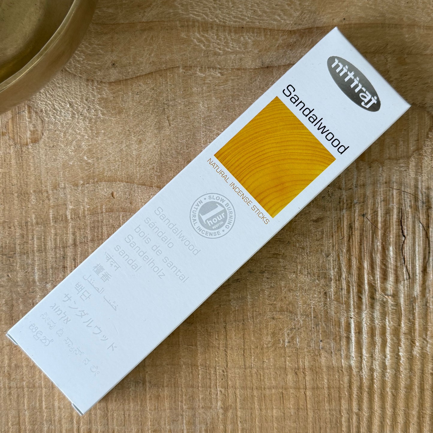Nitiraj Platinum Sandalwood incense sticks. Natural, fair trade, slow-burning incense for meditation, relaxation, and spiritual practice.
