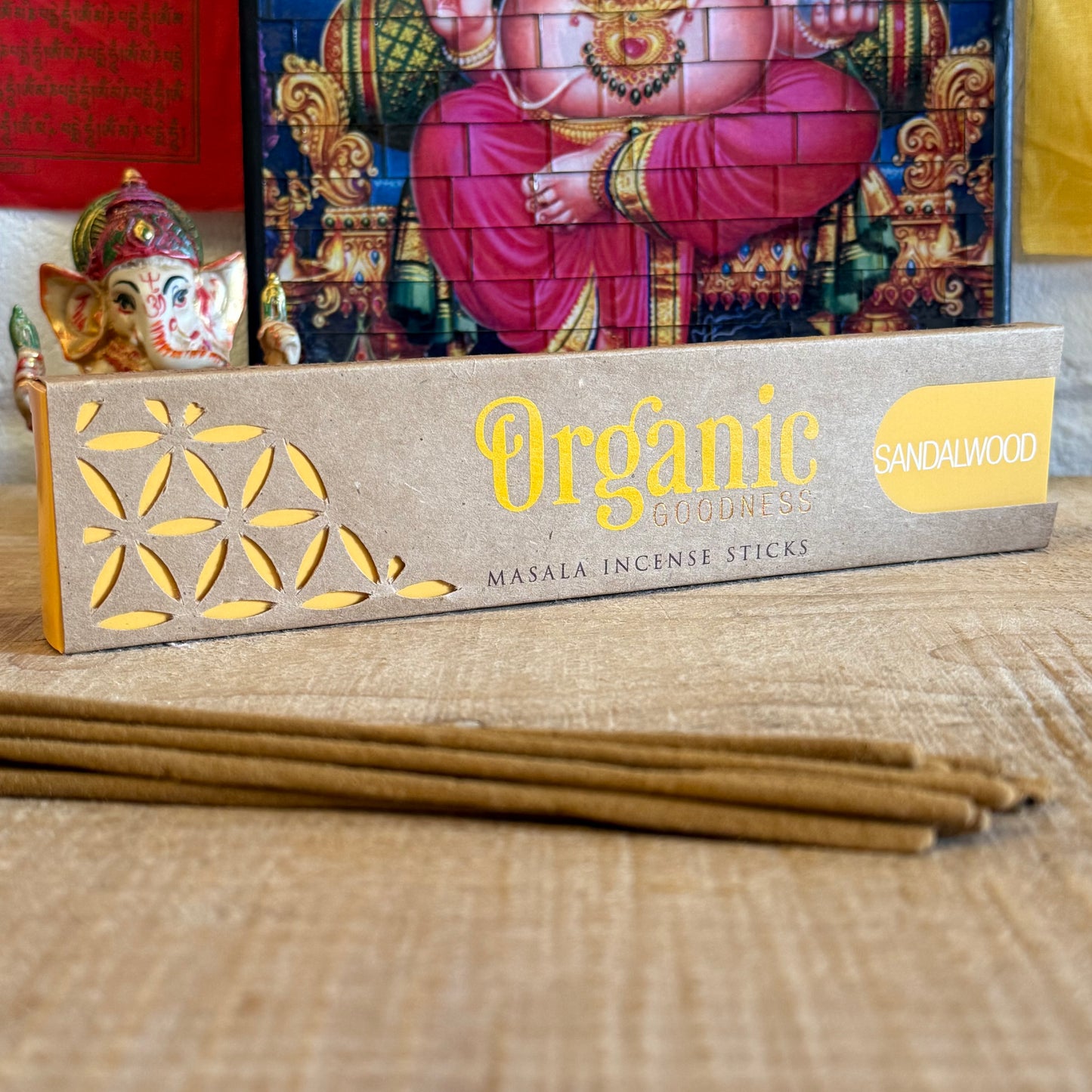 Sandalwood Incense – Organic Goodness | Luxury Scent from India

Experience the scent of luxury with Organic Goodness Sandalwood incense. Made in India, this rich, woody aroma is found in premium perfumes. 12 x 15g sticks.