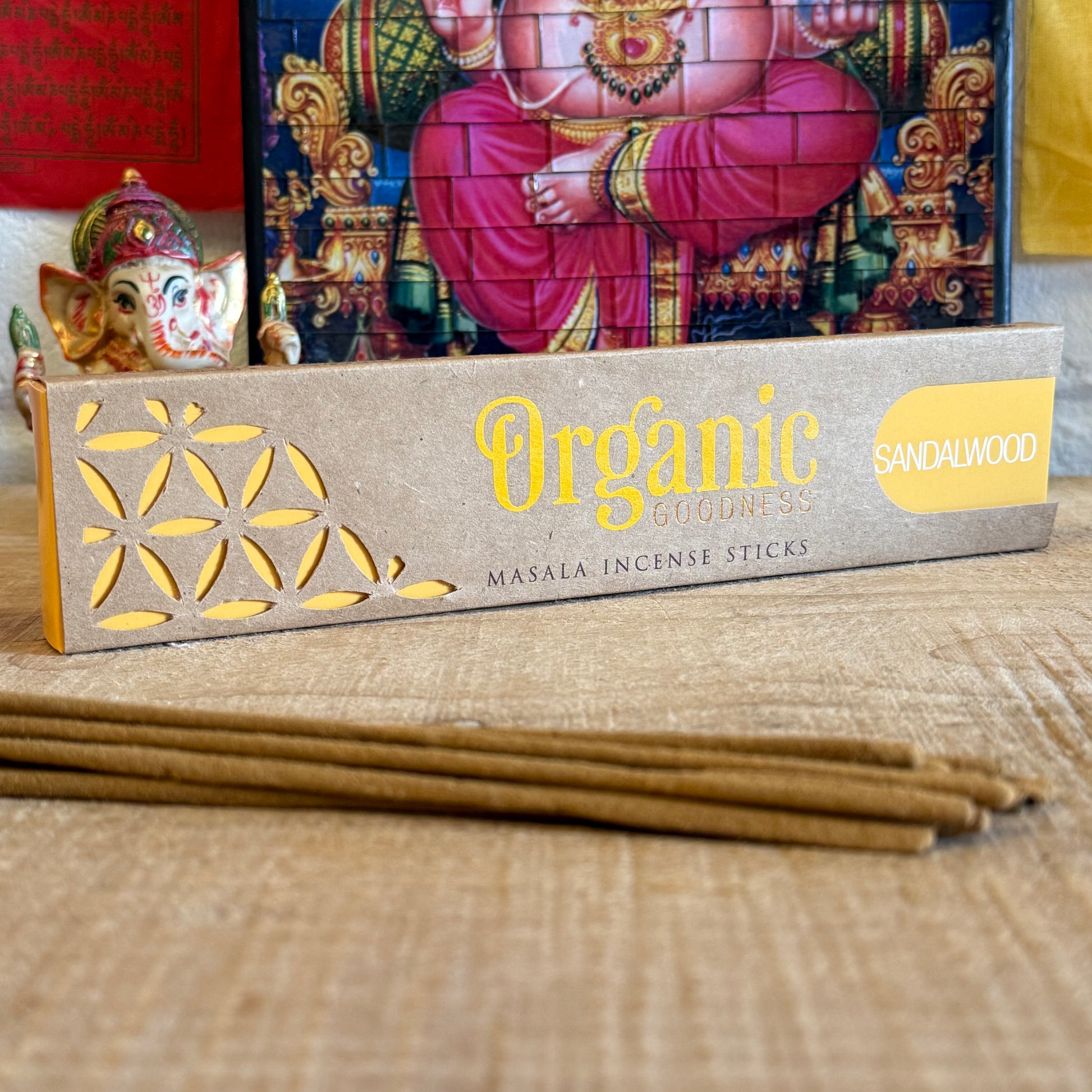 Sandalwood Incense – Organic Goodness | Luxury Scent from India

Experience the scent of luxury with Organic Goodness Sandalwood incense. Made in India, this rich, woody aroma is found in premium perfumes. 12 x 15g sticks.