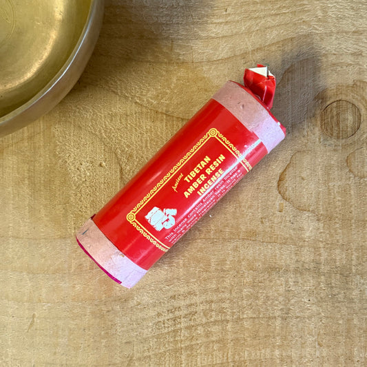Ancient Tibetan Amber Resin Incense sticks, hand-rolled with Himalayan herbs, 30 sticks per pack.